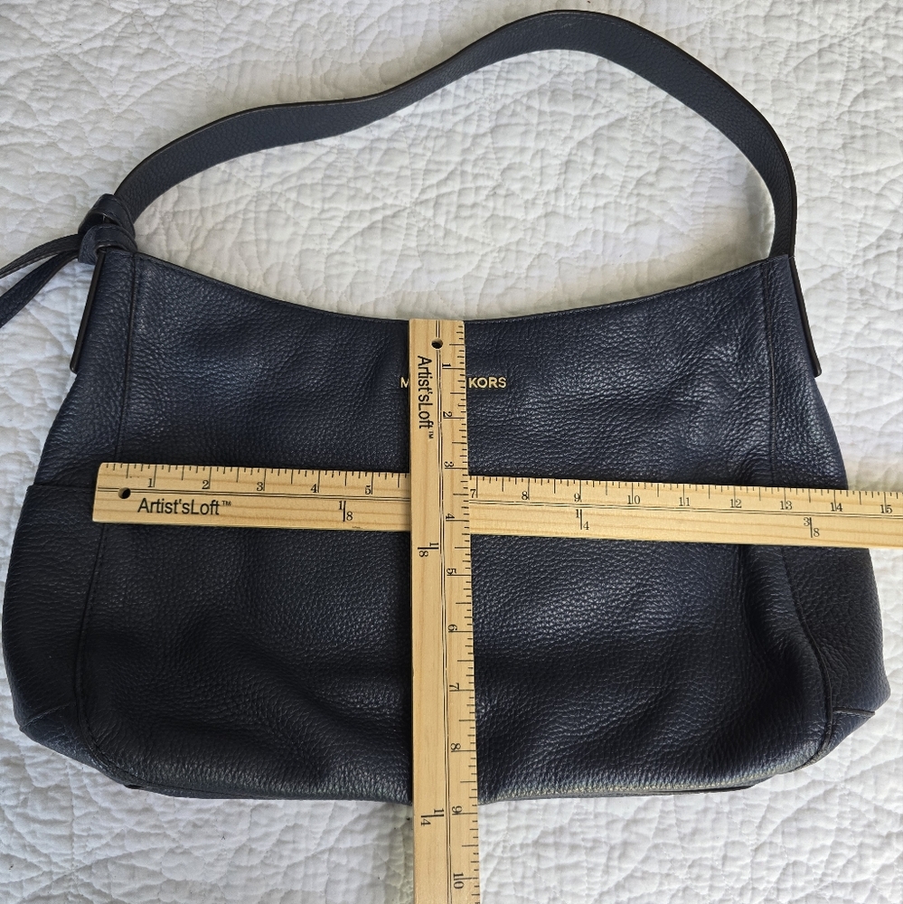MICHAEL KORS Dark Blue Leather Hobo Bag with Tassels - Picture 15 of 16